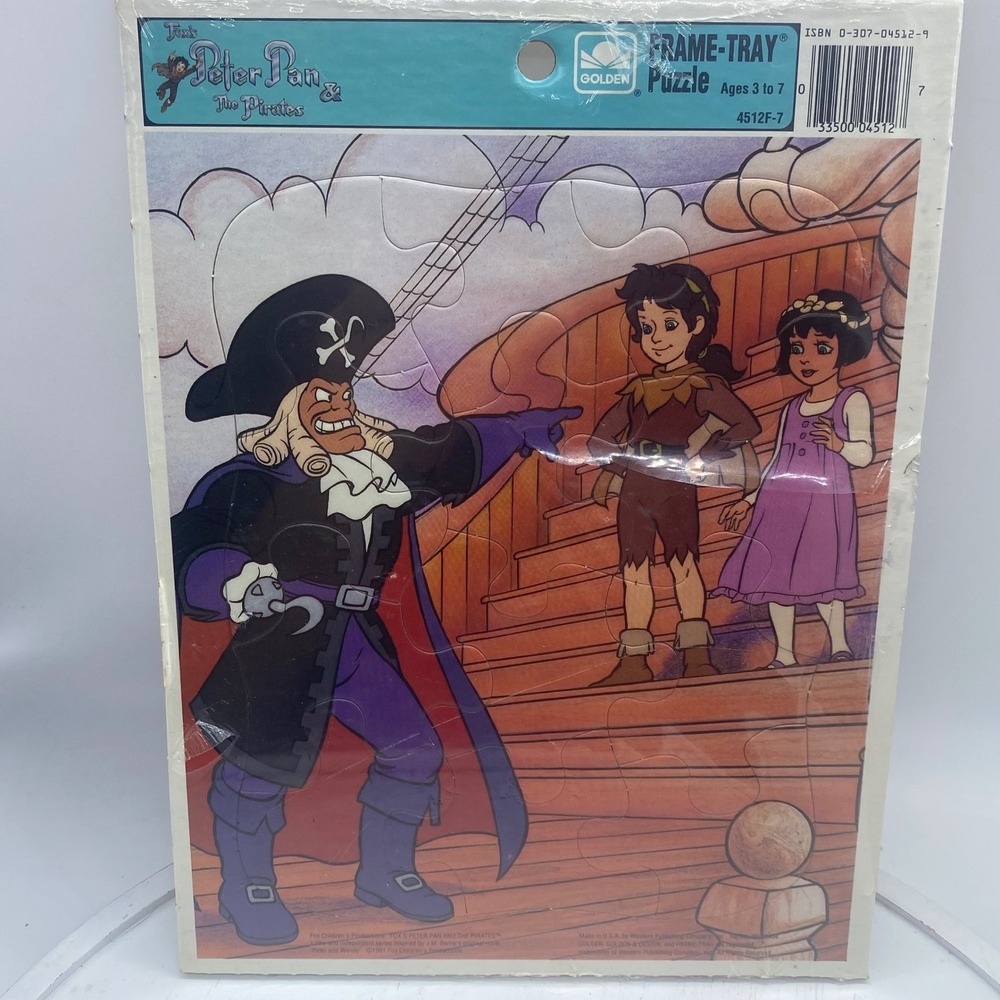 Vintage 1991 Golden Peter‎ Pan and the Pirates Frame-Tray Puzzle 4512F-7 New